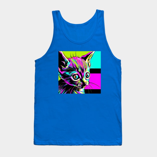 Neon Pop Art Horror Kitten Tank Top by Star Scrunch